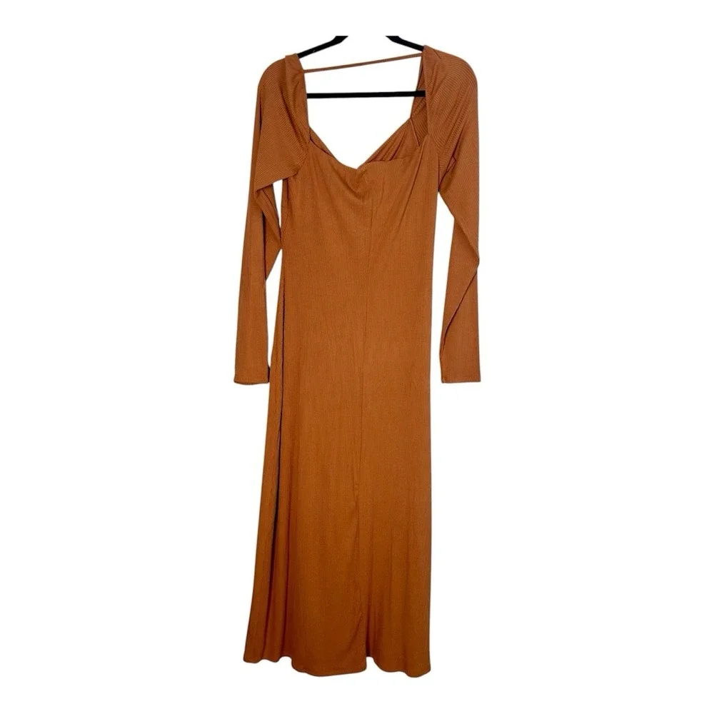 AFRM Size-L Midi Dress Jordana Caramel Long Sleeve Revolve $128